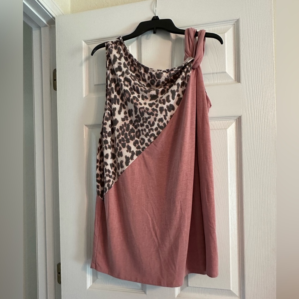 Asymmetrical animal print tank top